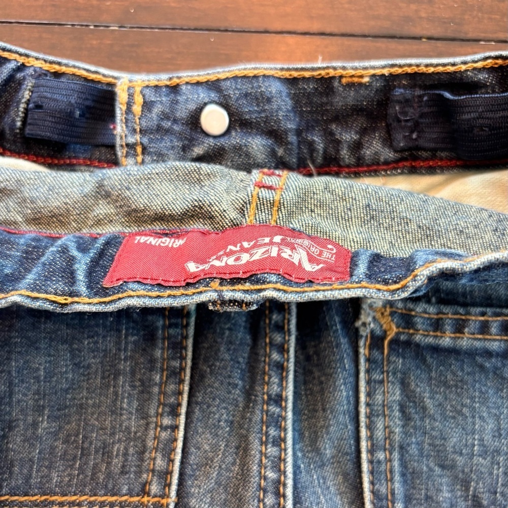 Arizona Boy's Youth Size 8 Slim Adjustable Waist Denim Blue Jeans - Picture 4 of 6